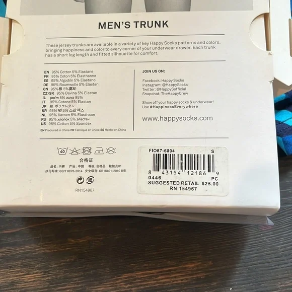 Happy Socks Men's Trunk Underwear - Blue and Black - Picture 5 of 5